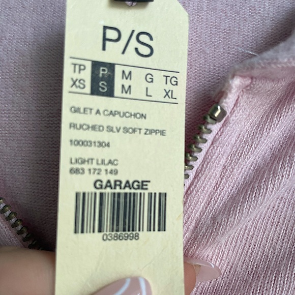 Garage Zip-Up Hoodie with Ruched Sleeves - Picture 2 of 3